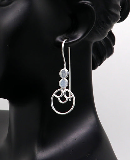Sterling silver handmade circle hoop earring by TRIBAL ORNAMENTS, stamped 925, stylish jewelry for women and girls.