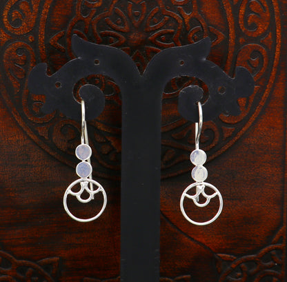 Sterling silver handmade circle hoop earring by TRIBAL ORNAMENTS, stamped 925, fashionable jewelry for girls, perfect gift accessory.