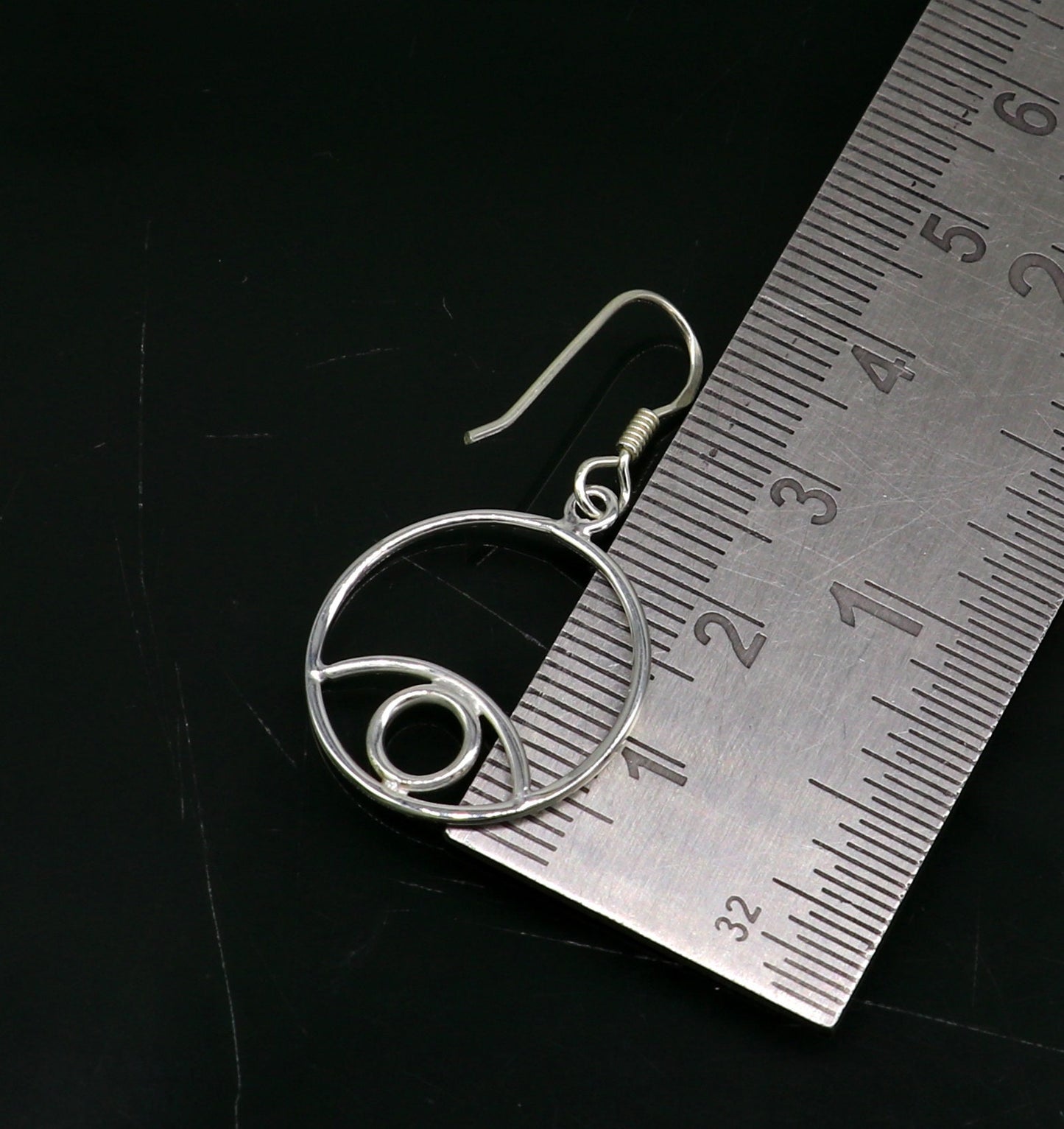 Pure 925 sterling silver handmade circle style designer plain trendy fancy hoop earring, drop dangle charm earring for girls, brides ear720 - TRIBAL ORNAMENTS