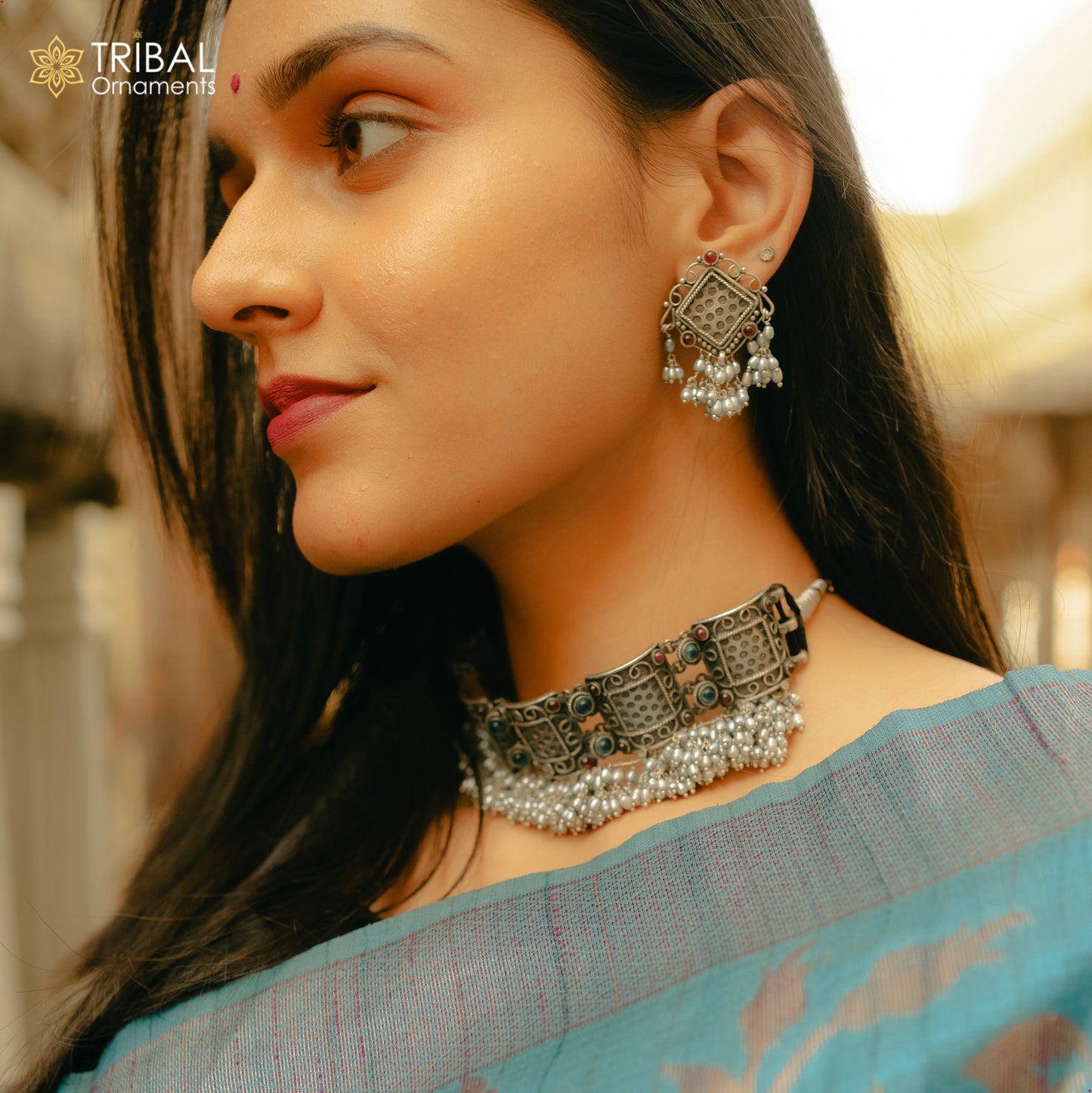 Pure 925 sterling silver handmade customized hanging pearl luxury necklace, best brides belly dance gifting Guttapusalu necklace set251 - TRIBAL ORNAMENTS