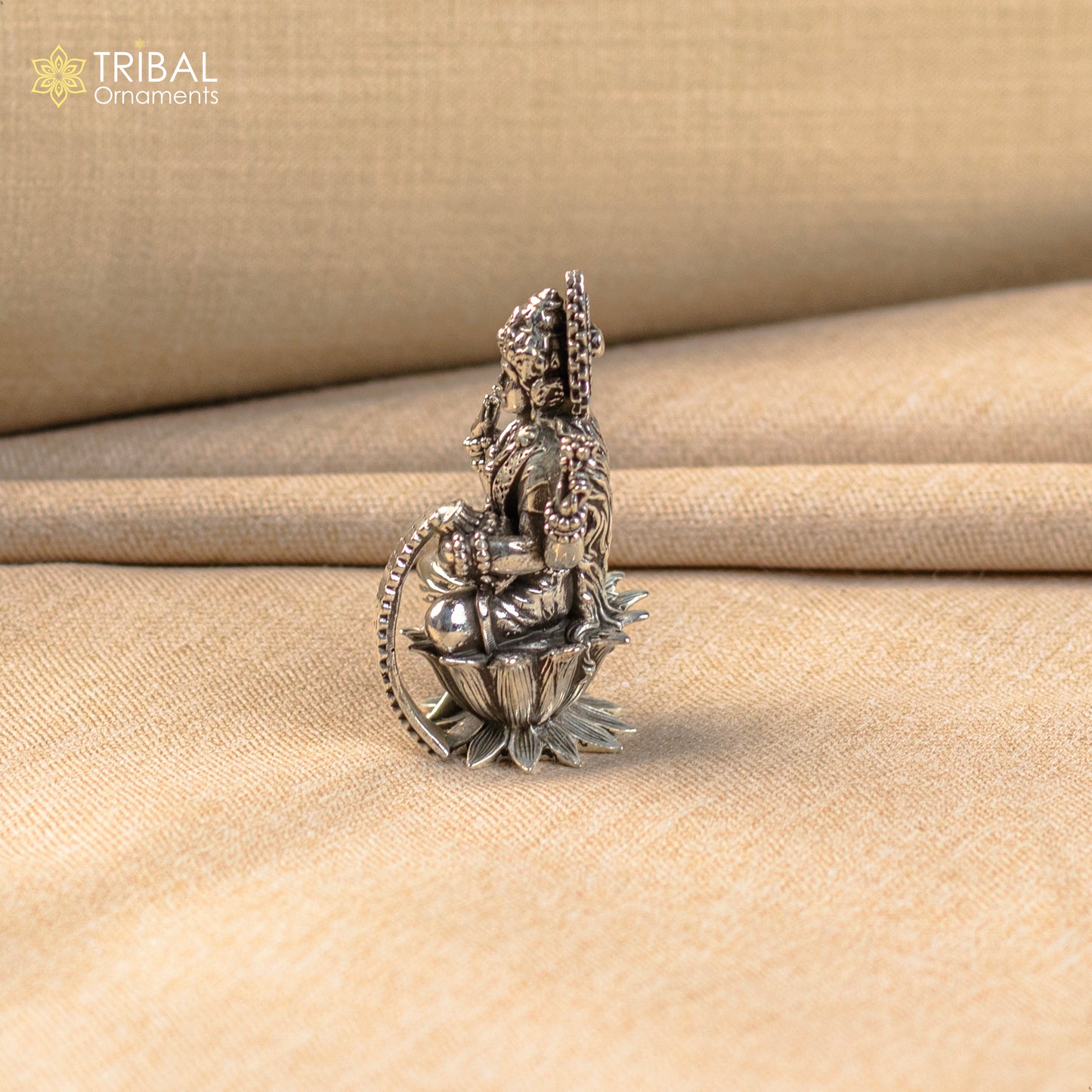 Pure 925 Sterling silver handmade customized Hindu Goddess Laxmi statue, puja article figurine, home décor puja articles gifting art26 - TRIBAL ORNAMENTS