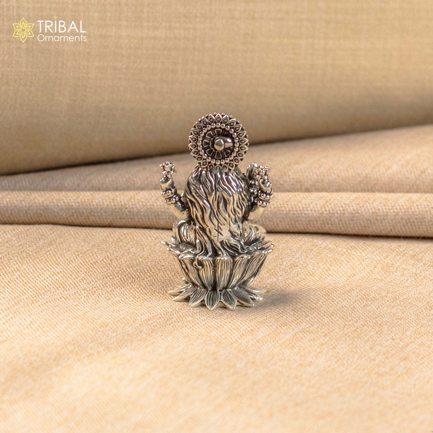 Pure 925 Sterling silver handmade customized Hindu Goddess Laxmi statue, puja article figurine, home décor puja articles gifting art26 - TRIBAL ORNAMENTS