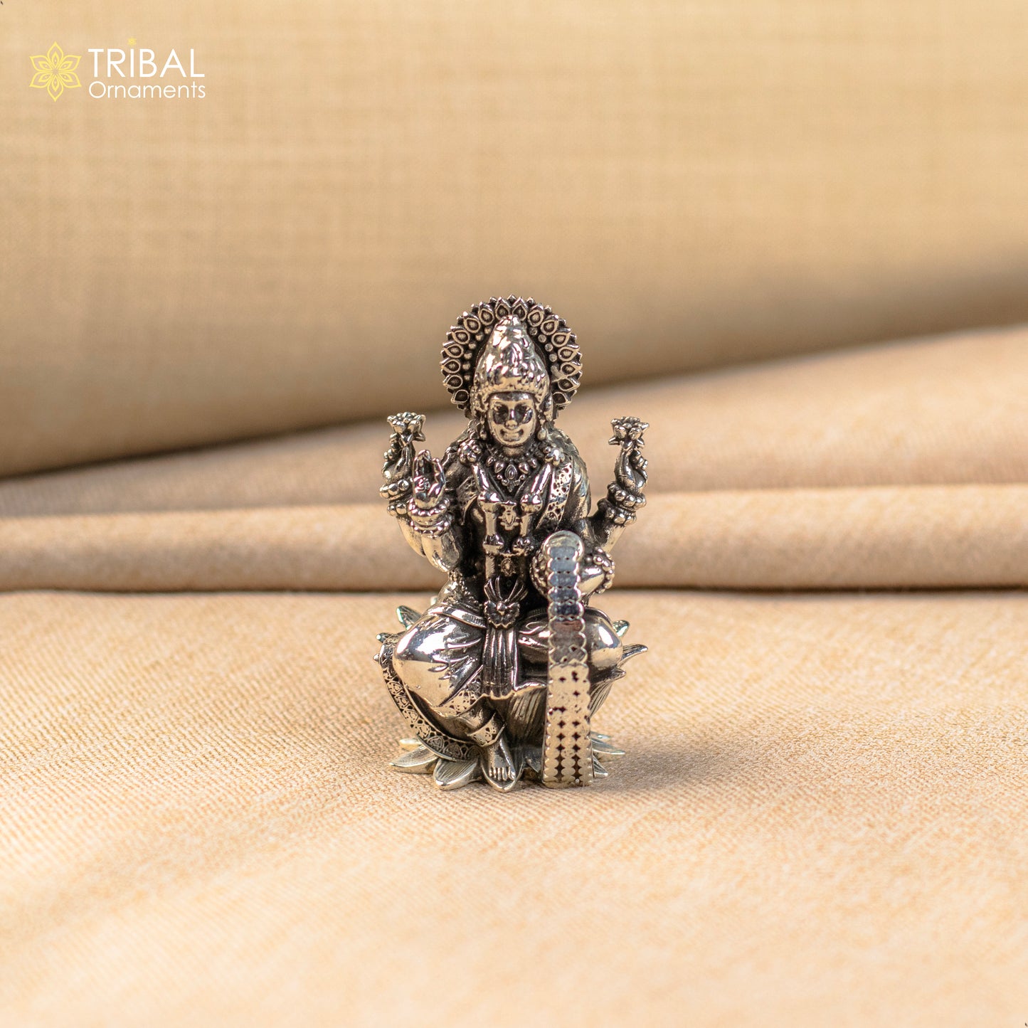 Pure 925 Sterling silver handmade customized Hindu Goddess Laxmi statue, puja article figurine, home décor puja articles gifting art26 - TRIBAL ORNAMENTS
