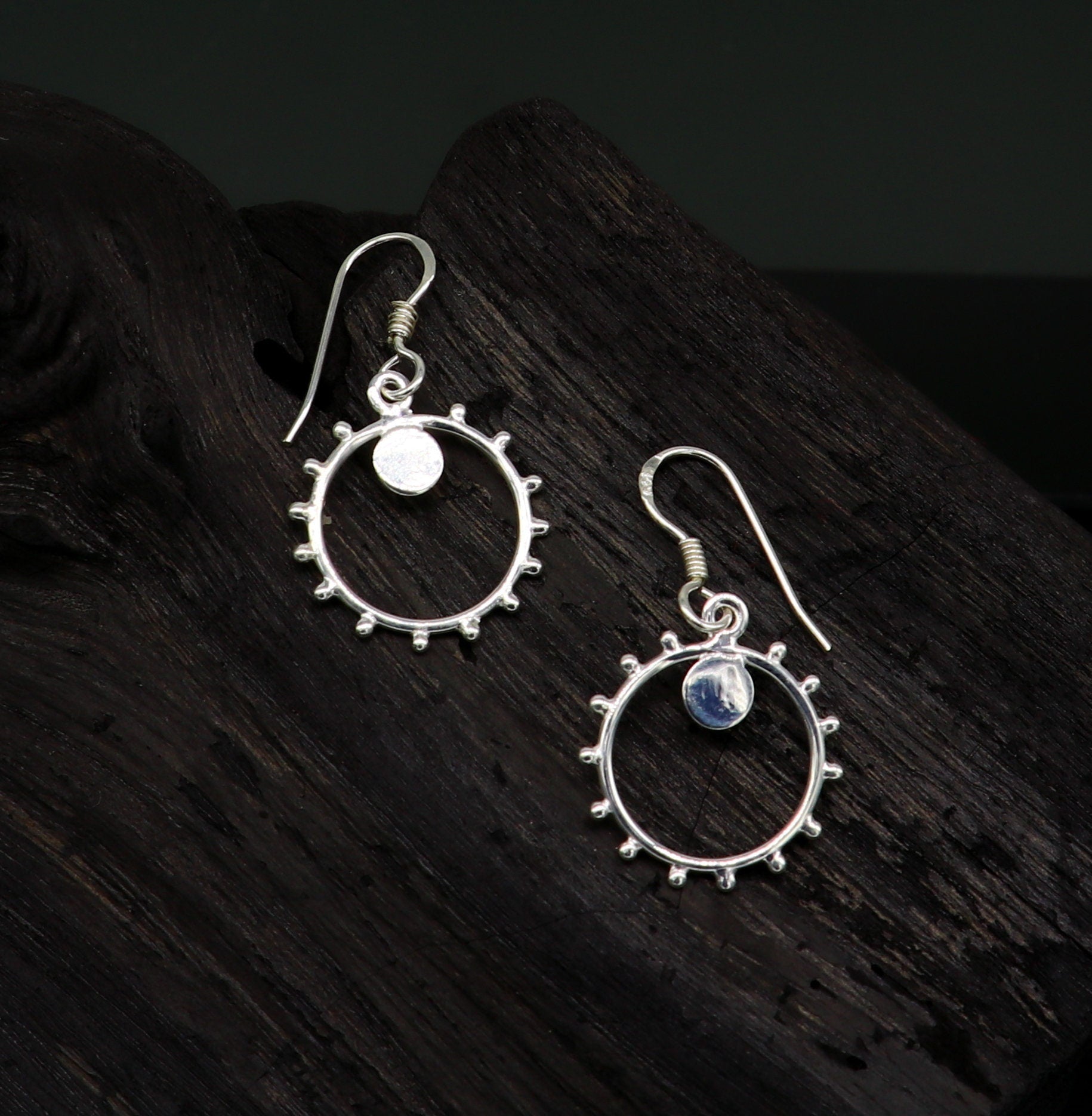 Pure 925 sterling silver handmade unique style designer new trendy fancy hoop earring, drop dangle charm earring for girls, brides ear685 - TRIBAL ORNAMENTS