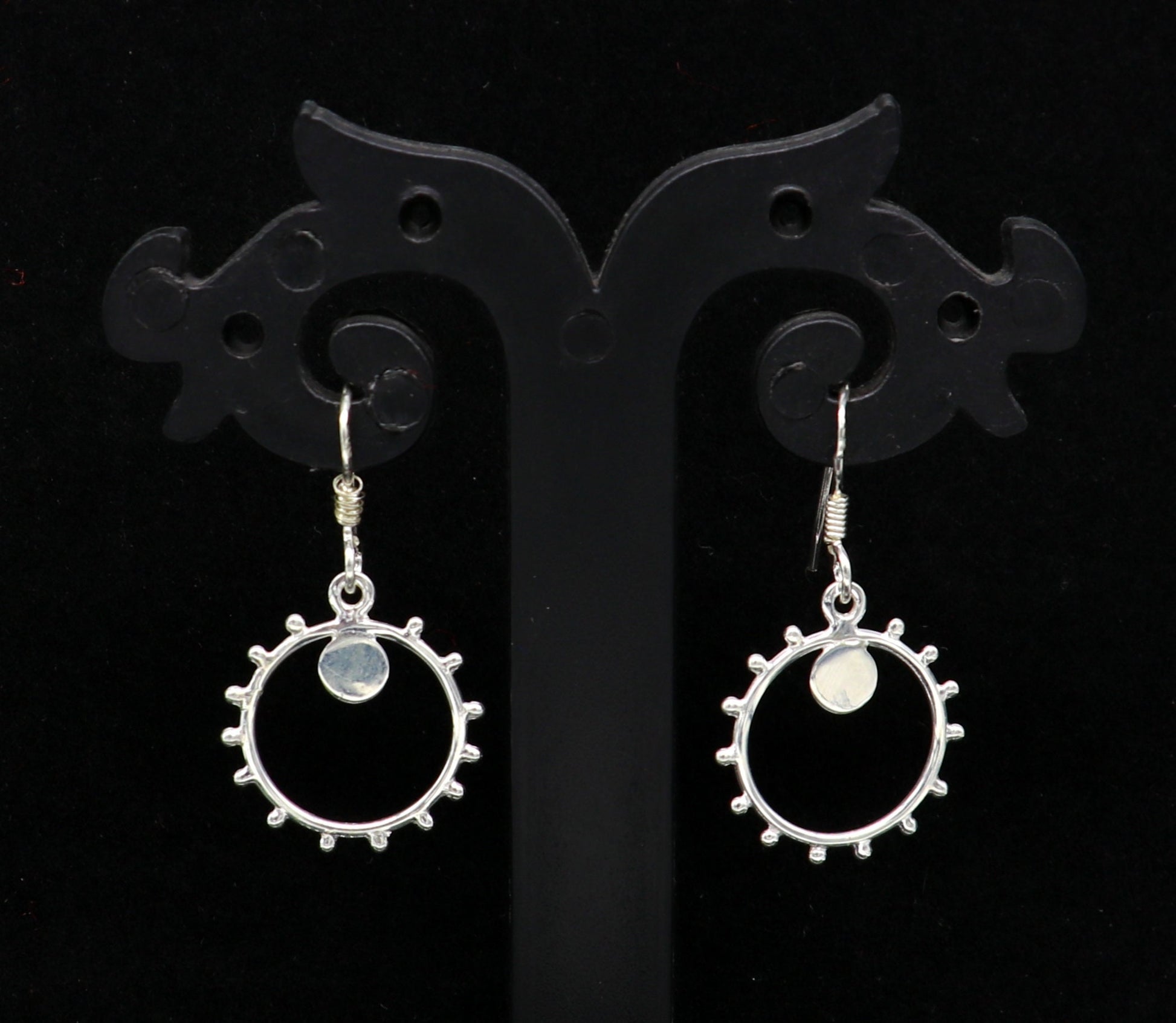 Pure 925 sterling silver handmade unique style designer new trendy fancy hoop earring, drop dangle charm earring for girls, brides ear685 - TRIBAL ORNAMENTS