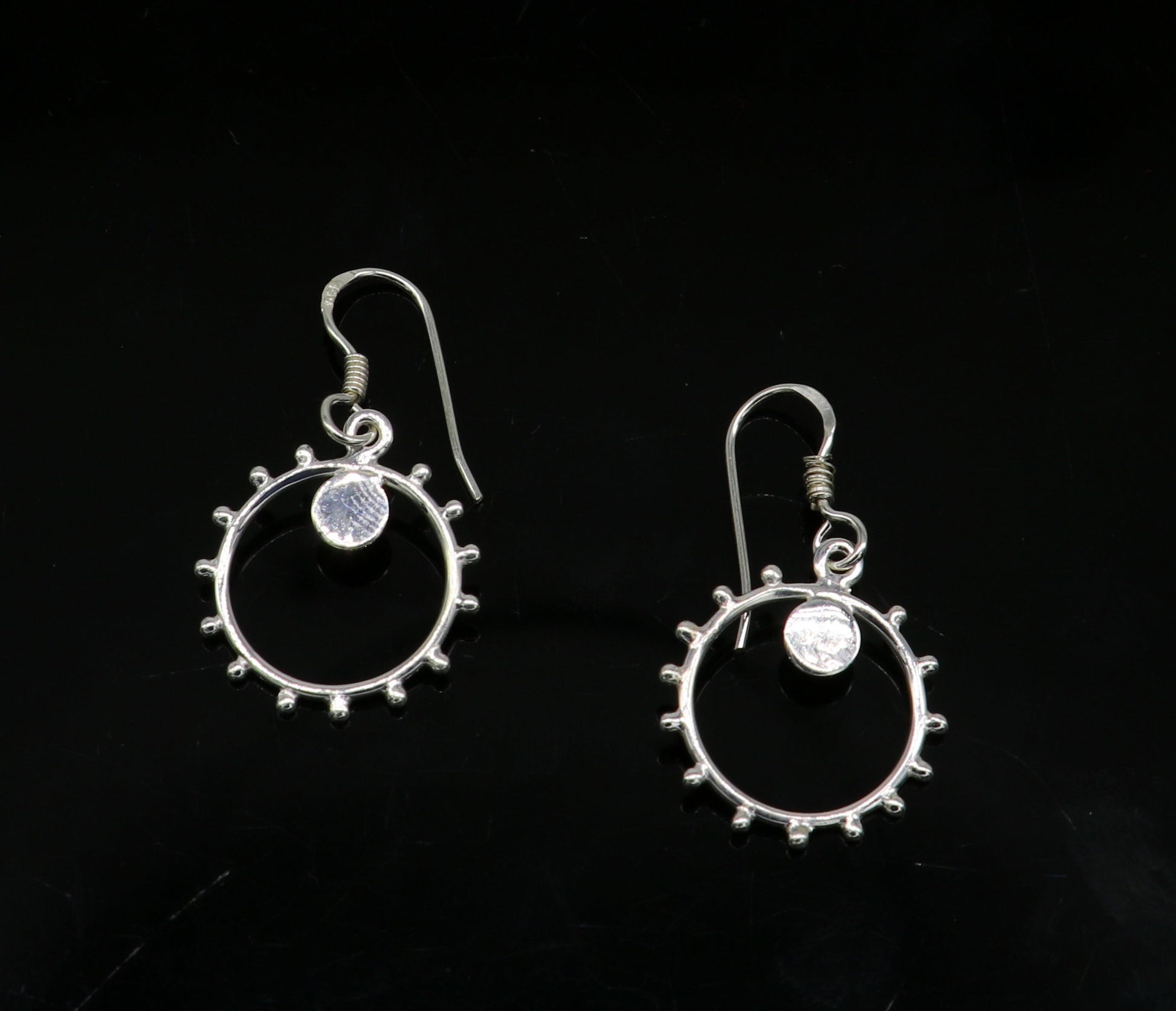 Pure 925 sterling silver handmade unique style designer new trendy fancy hoop earring, drop dangle charm earring for girls, brides ear685 - TRIBAL ORNAMENTS