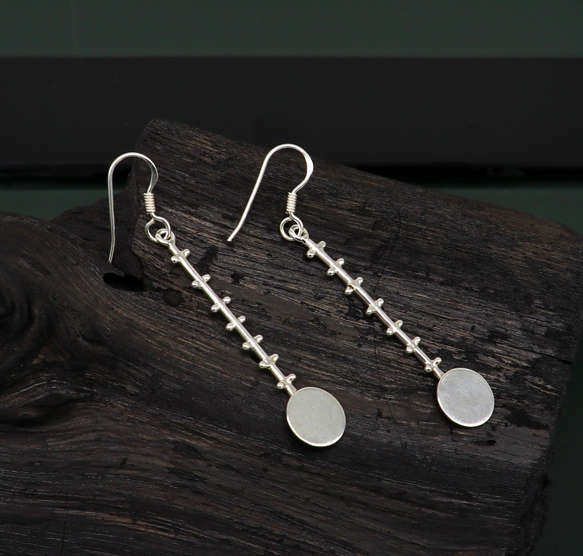 Real 925 sterling silver handmade hoop earrings by TRIBAL ORNAMENTS, stylish fashionable jewelry for brides and bridesmaids.