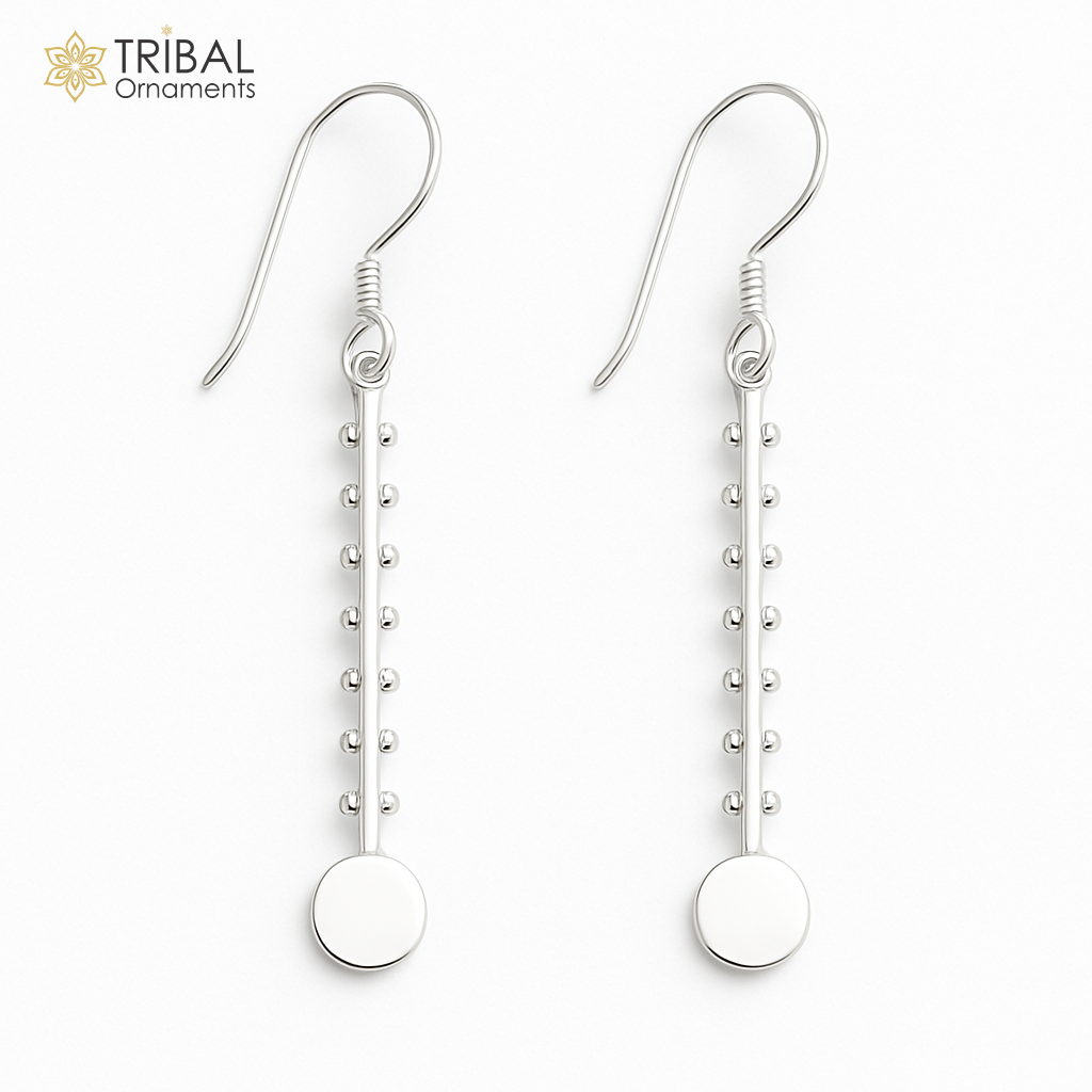 Real 925 sterling silver handmade hoops earrings by TRIBAL ORNAMENTS, stylish and fashionable jewelry for brides and special occasions.