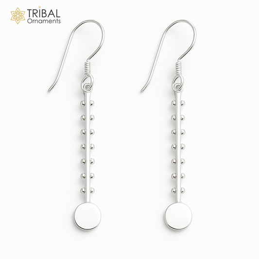 Real 925 sterling silver handmade hoops earrings by TRIBAL ORNAMENTS, stylish and fashionable jewelry for brides and special occasions.