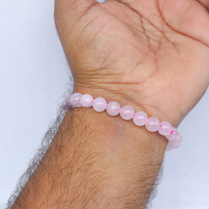 Rose Quartz Certified Healing Crystal Bracelet Infused with the gentle energy of Rose Quartz, this bracelet promotes unconditional love and compassion stnbr110 - TRIBAL ORNAMENTS