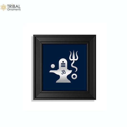 Shiva lingam silver frame 925 sterling silver light weight gifting article sf34 - TRIBAL ORNAMENTS