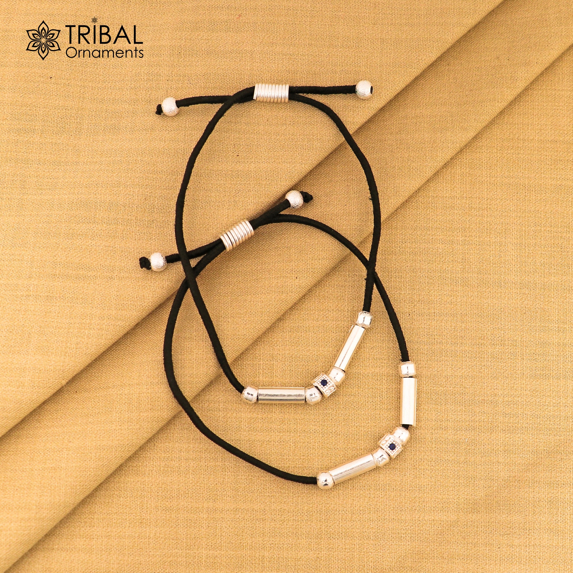 Silver thread anklet silver dhaga payal ank734 - TRIBAL ORNAMENTS