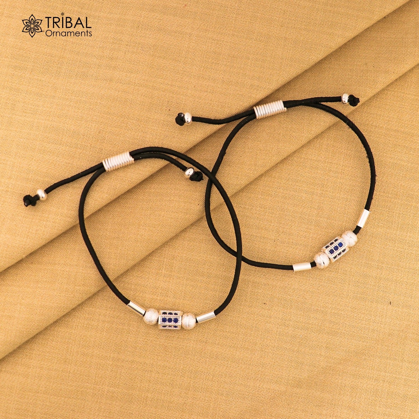 Silver thread anklet silver dhaga payal ank735 - TRIBAL ORNAMENTS