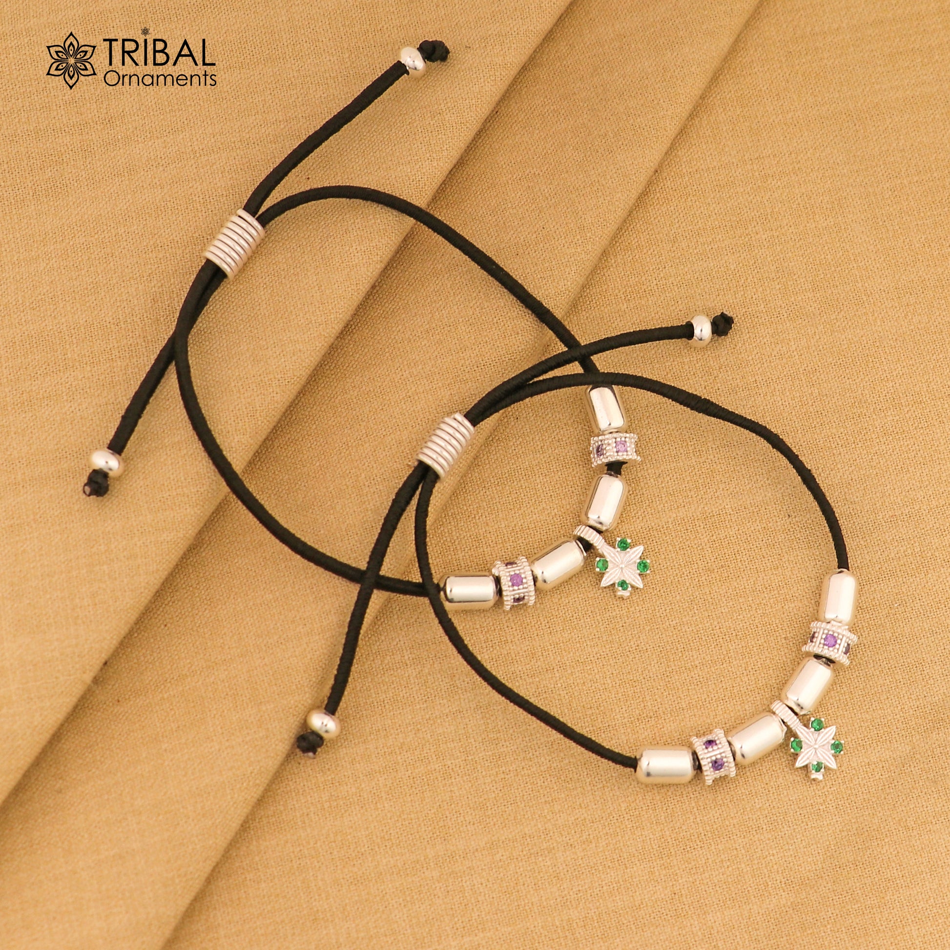 Silver thread stylish anklet silver dhaga payal ank737 - TRIBAL ORNAMENTS