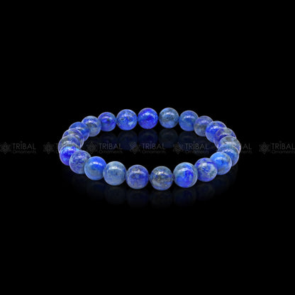 Blue sodalite crystal bracelet from TRIBAL ORNAMENTS, featuring calming and balancing energy with polished stone beads.