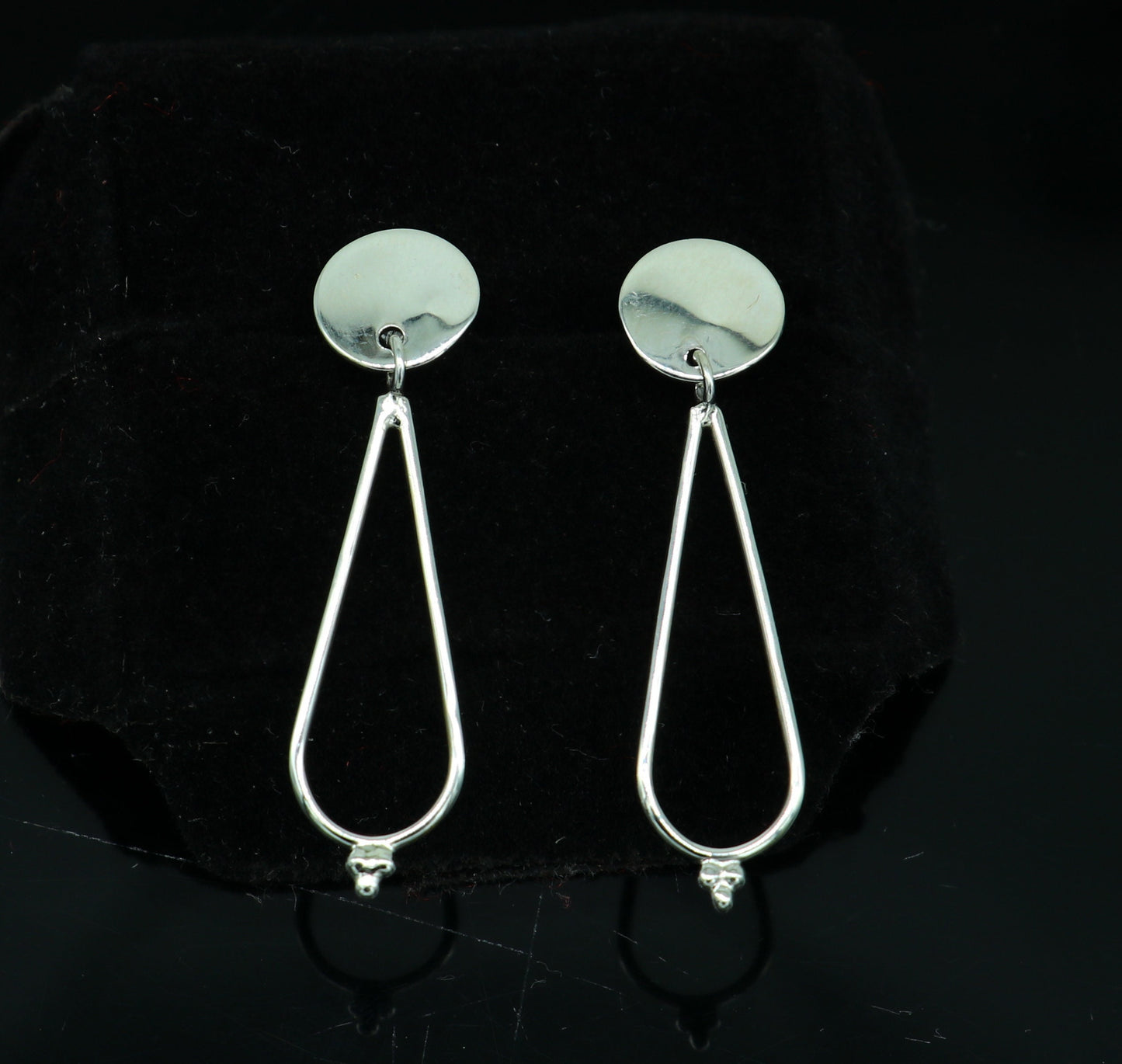 Sterling silver dainty stud and drop dangle geometric earrings by TRIBAL ORNAMENTS, featuring customized unique designs for her.
