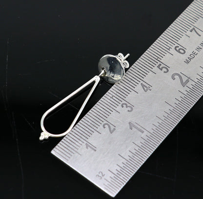 Sterling silver custom dainty stud and drop dangle geometric earrings by TRIBAL ORNAMENTS, ideal for elegant gift-giving.