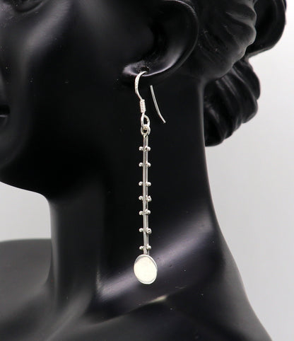 Sterling silver handmade drop dangle hoop earring by TRIBAL ORNAMENTS with stamped 925, perfect for gifting and fashionable jewelry.