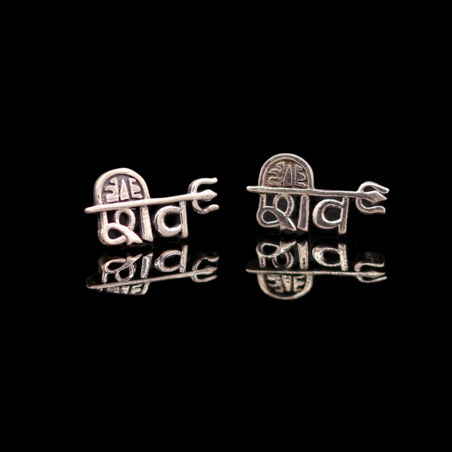 Solid 925 sterling silver handmade excellent lord shiva stud earrings unisex ethnic tribal jewelry s132 - TRIBAL ORNAMENTS