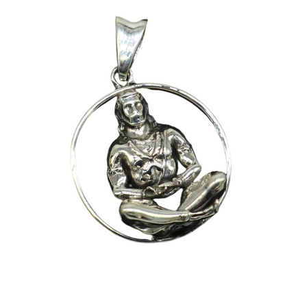 Unisex 925 sterling silver Lord Hanuman pendant featuring intricate Hindu deity design, vintage tribal jewelry by TRIBAL ORNAMENTS.