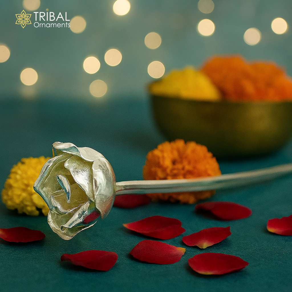 Solid sterling silver handmade rose flower design men's brooch for shirt or suit blazer suit amazing wedding party jewelry for men's b02 - TRIBAL ORNAMENTS