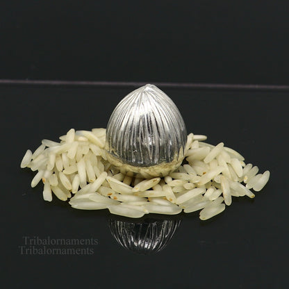 Sterling silver handmade Betal palm tree seed Supari, tribal ornament for puja, crafted by TRIBAL ORNAMENTS.