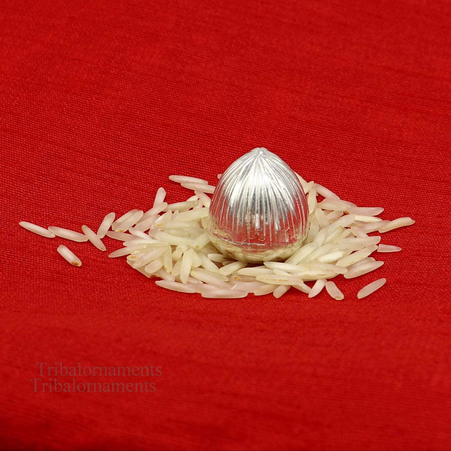 Sterling silver handmade Betal palm tree seed, Supari, puja article, tribal ornaments for worship and ritual offerings.