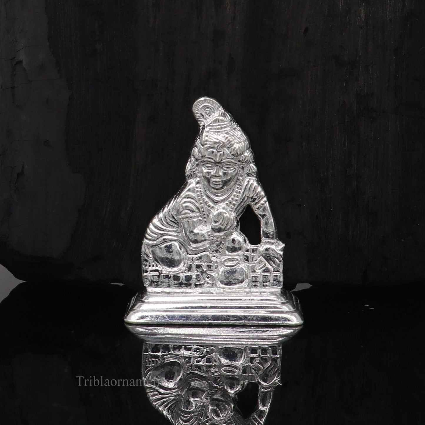 Sterling silver handmade design Indian Idols Lord krishna Laddu Gopala statue figurine, puja articles decorative gift diwali puja art44 - TRIBAL ORNAMENTS