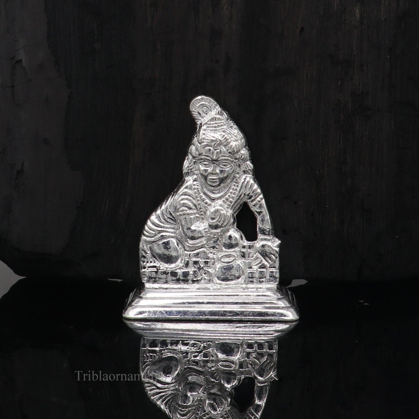 Sterling silver handmade design Indian Idols Lord krishna Laddu Gopala statue figurine, puja articles decorative gift diwali puja art44 - TRIBAL ORNAMENTS