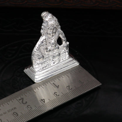 Sterling silver Lord Krishna Laddu Gopala figurine by Tribal Ornaments, handmade Indian idol for puja and Diwali decoration.