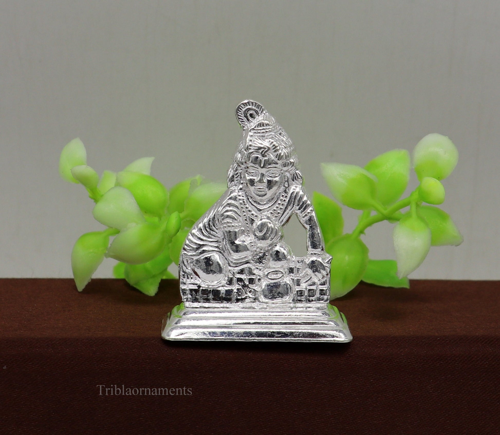 Sterling silver handmade design Indian Idols Lord krishna Laddu Gopala statue figurine, puja articles decorative gift diwali puja art44 - TRIBAL ORNAMENTS