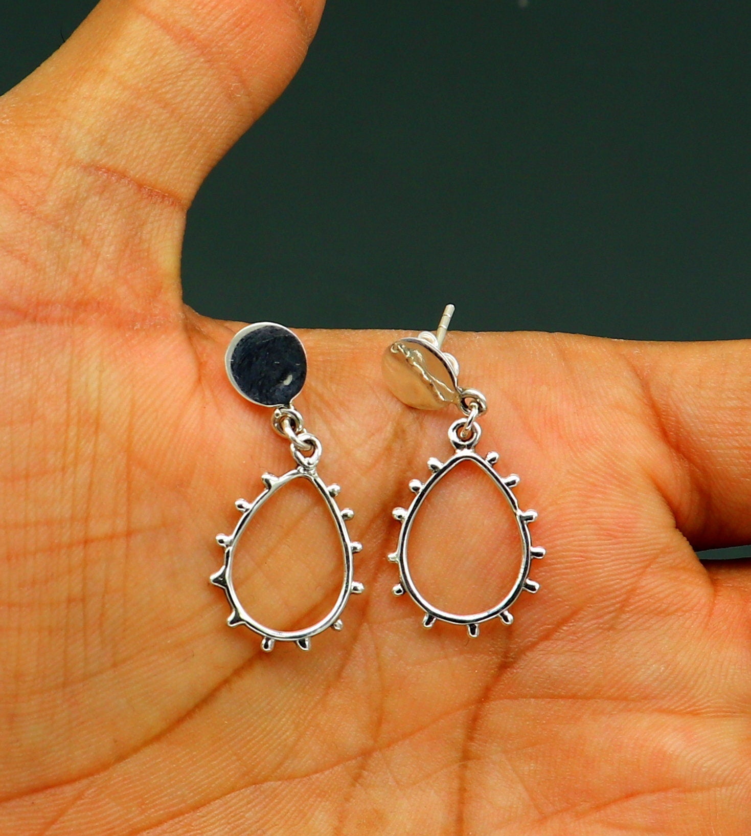 Stylish design customized pure e925 sterling silver stud earring, excellent fancy elegant dainty light weight earrings best gifting ear656 - TRIBAL ORNAMENTS