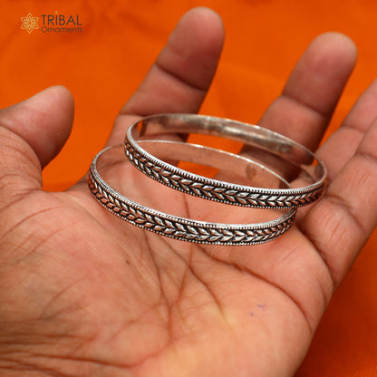 Trendy tribal design 925 sterling silver bangle bracelet by TRIBAL ORNAMENTS, featuring unique cultural craftsmanship for wedding jewelry.