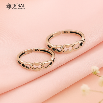 Sterling silver toe ring with unique handcrafted tribal design, perfect for brides and ethnic wedding jewelry, by Tribal Ornaments.