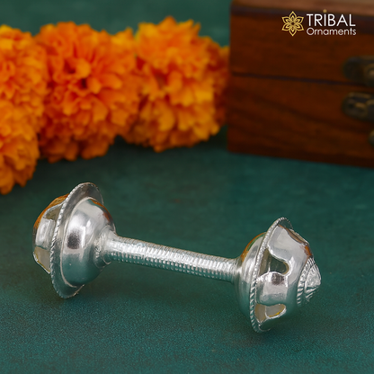 Vintage antique style handmade design new born baby gifting bells toy, baby krishna gifting toy, gift to idol krishna, silver article su196 - TRIBAL ORNAMENTS