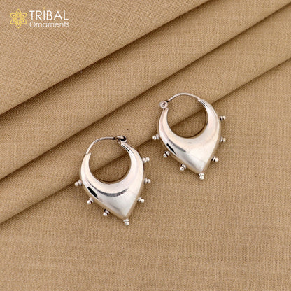 Vintage Design 925 sterling silver fabulous hoops earring, tribal kundal earring from Rajasthan India, best gifting unisex jewelry ear624 - TRIBAL ORNAMENTS