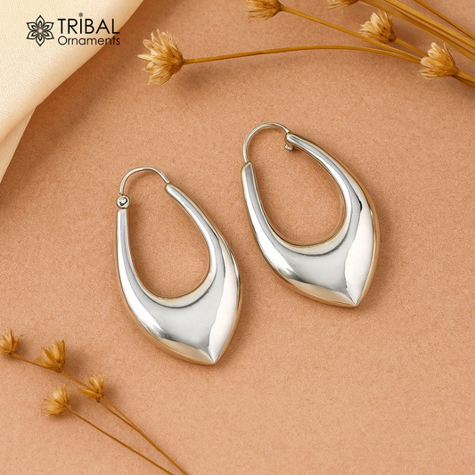 Vintage Design 925 sterling silver fabulous hoops earring, tribal kundal earring from Rajasthan India, best gifting unisex jewelry s1127 - TRIBAL ORNAMENTS