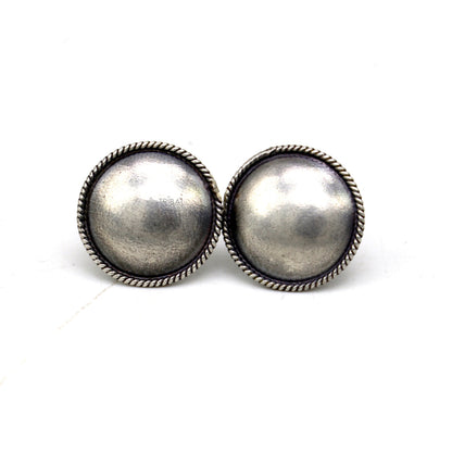 Vintage design 925 sterling silver plain handmade 18MM round design fabulous Stud earrings tribal jewelry from india  S1305 - TRIBAL ORNAMENTS