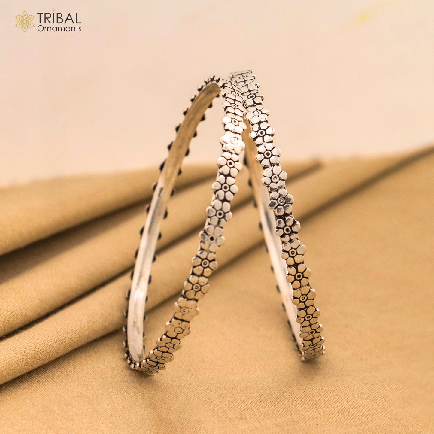 Vintage design floral style 925 sterling silver bangles bracelet, fancy stylish gorgeous kangan tribal belly dance jewelry nba345 - TRIBAL ORNAMENTS