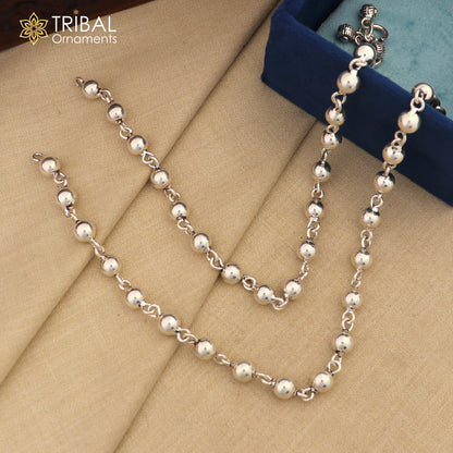 Vintage design Handcrafted 925 sterling silver anklet feet beads bracelet gorgeous hanging bells tribal wedding belly dance jewelry Ank26 - TRIBAL ORNAMENTS