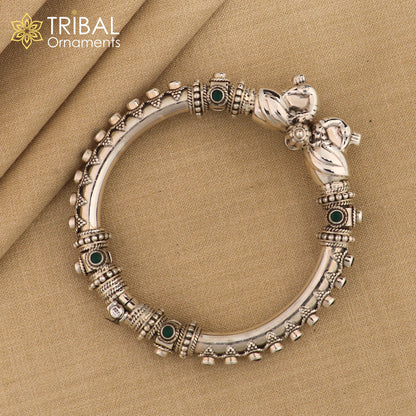 Vintage design handcrafted unique work 925 sterling silver peacock bangle bracelet kada unique screw locking best gifting jewelry nsk465 - TRIBAL ORNAMENTS
