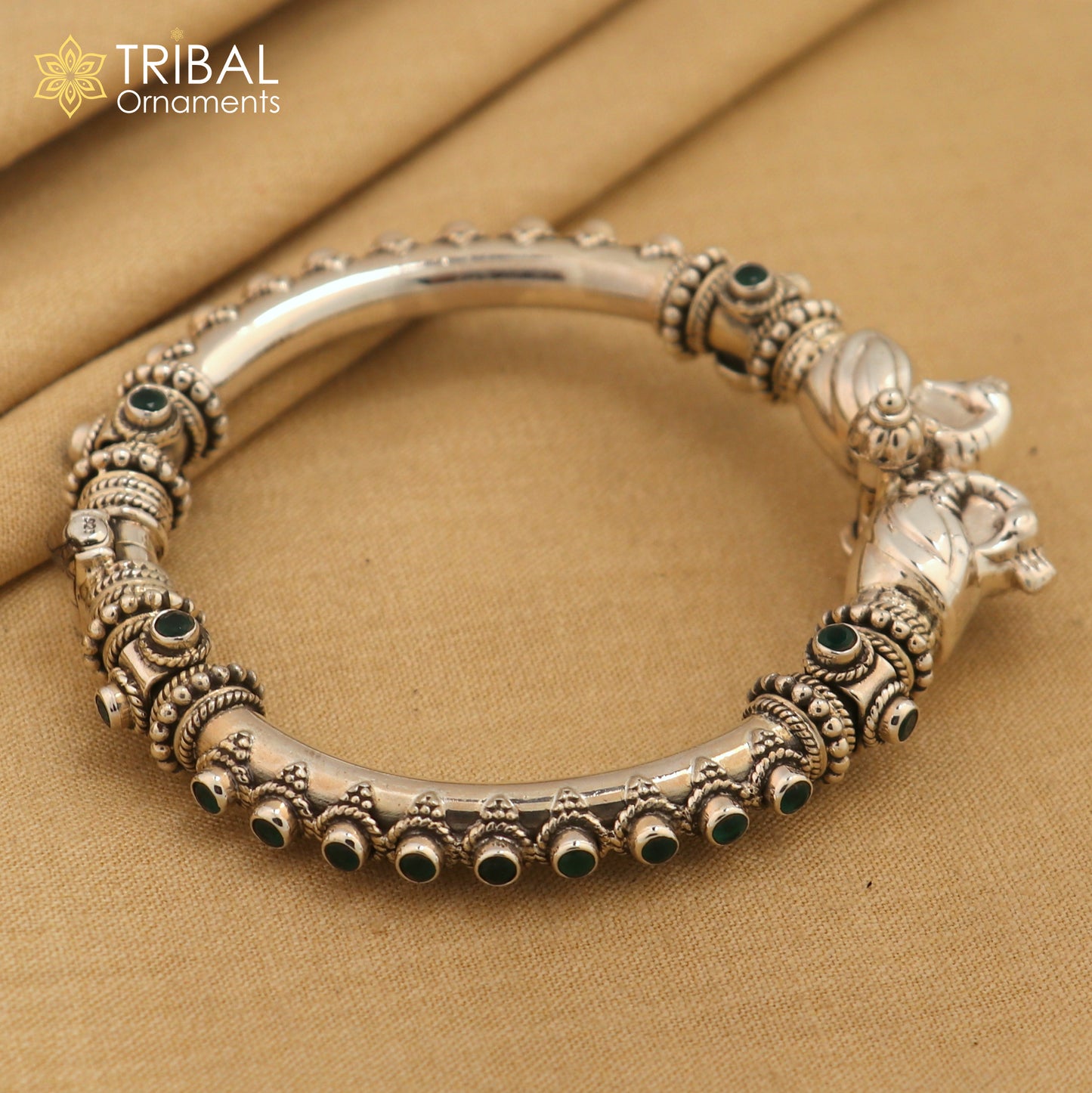 Vintage design handcrafted unique work 925 sterling silver peacock bangle bracelet kada unique screw locking best gifting jewelry nsk465 - TRIBAL ORNAMENTS