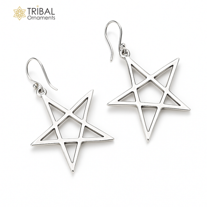 Vintage design handmade star shape 925 sterling silver gorgeous hoops bali Earring women's stylish modern jewelry s599 - TRIBAL ORNAMENTS