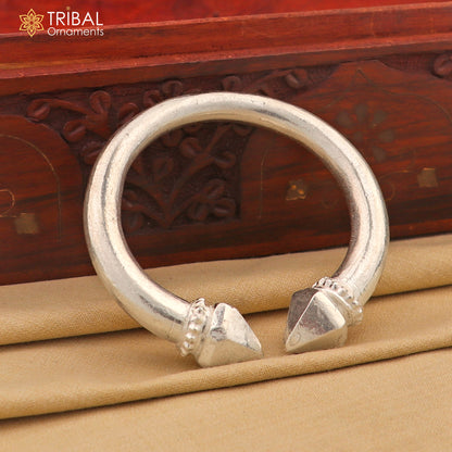 Vintage sterling silver tribal bangle cuff, unisex handmade jewelry with a bold design, crafted by Tribal Ornaments from India.