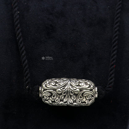 Vintage Indian tribal silver choker necklace with chitai work, featuring a pendant, part of a traditional cultural jewelry set.