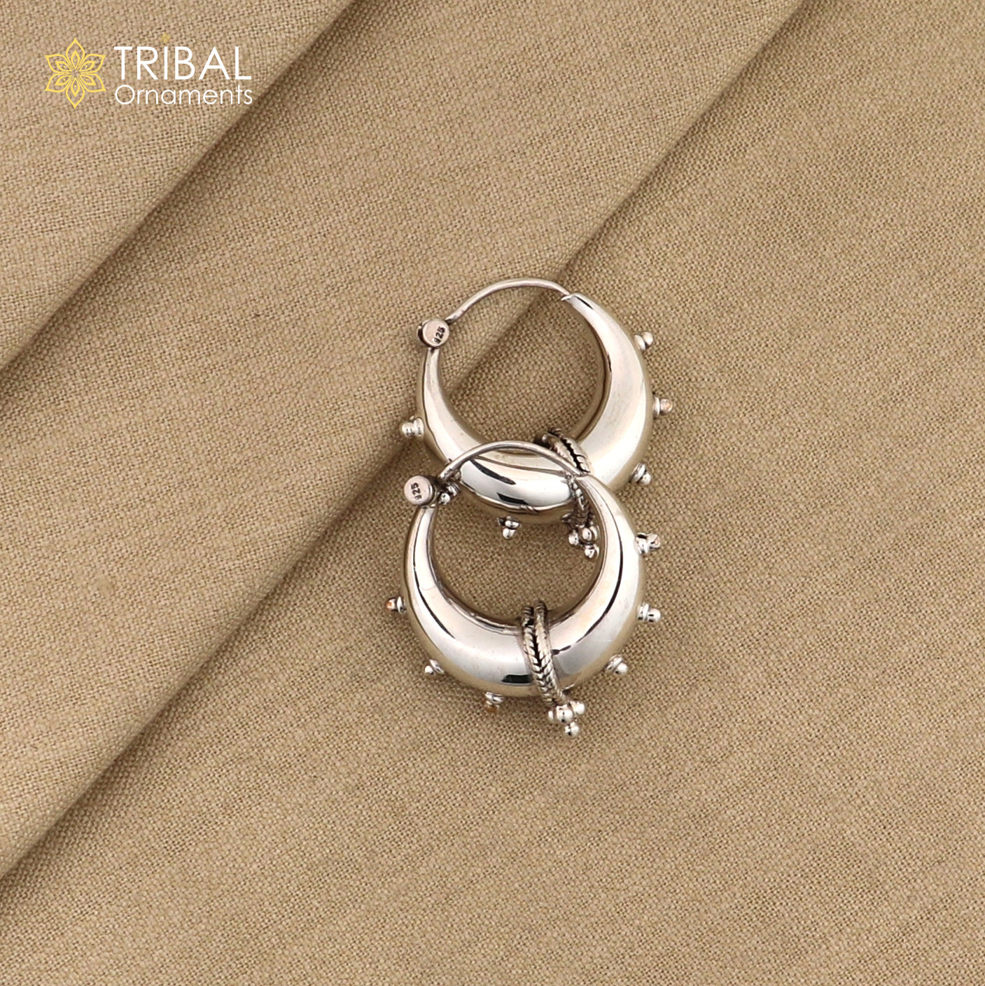 Vintage style 925 sterling silver handmade unique traditional cultural ethnic hoops earring bali for men's/girl's best dancing jewelry s1125 - TRIBAL ORNAMENTS