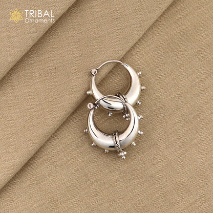 Vintage style 925 sterling silver handmade unique traditional cultural ethnic hoops earring bali for men's/girl's best dancing jewelry s1125 - TRIBAL ORNAMENTS