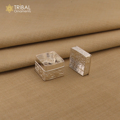 vintage style small bridal queen sterling silver trinket box or eyes kajal box, container box, small jewelry box, bridal art gifting  stb129 - TRIBAL ORNAMENTS