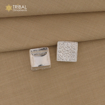 vintage style small bridal queen sterling silver trinket box or eyes kajal box, container box, small jewelry box, bridal art gifting  stb129 - TRIBAL ORNAMENTS