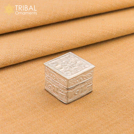 vintage style small bridal queen sterling silver trinket box or eyes kajal box, container box, small jewelry box, bridal art gifting  stb129 - TRIBAL ORNAMENTS